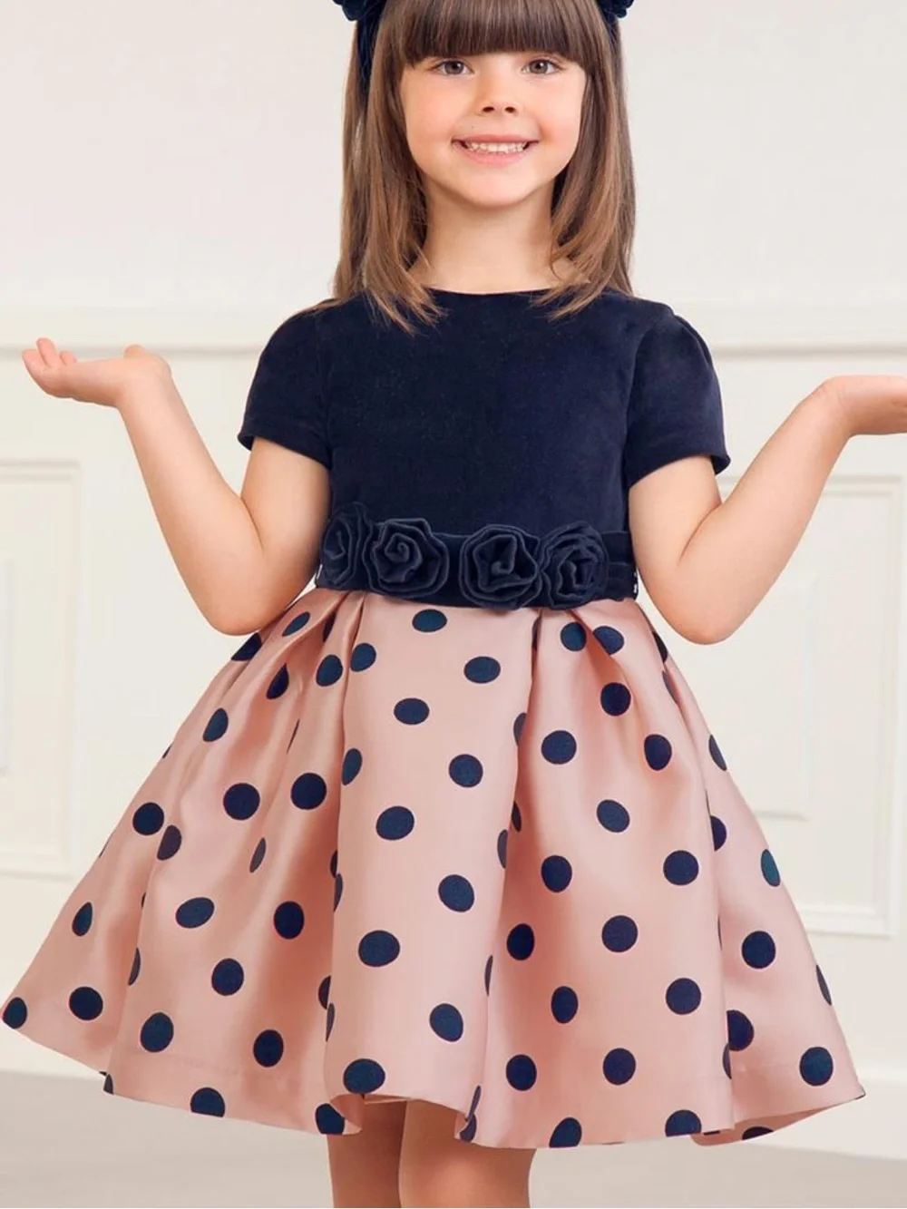 NWT Abel & Lula Velvet and Polka Dot Girls Mikado Dress Size 4 Boutique NWT New